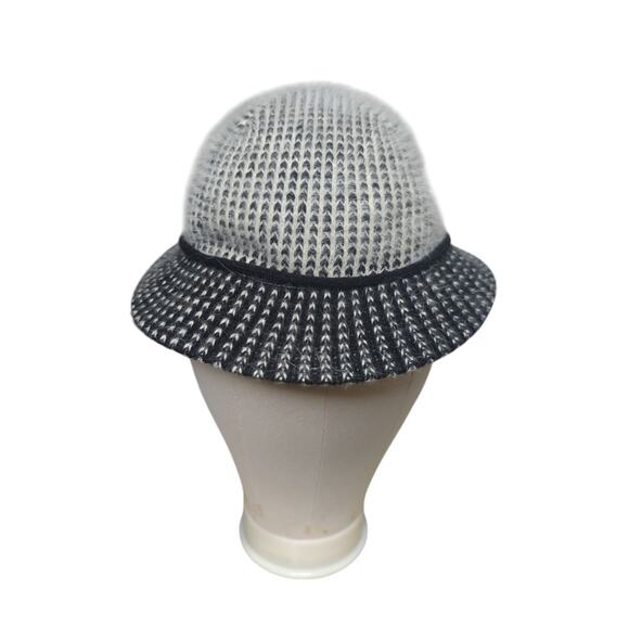 Kangol Design Bucket Hat Black White Made In England Wool-Mohair? Vintage main image 6